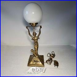 Lampe Statue Femme Bronze Ou Laiton Style Art Nouveau