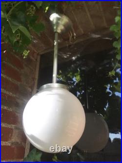 Lampe Suspension opaline blanche style art déco design 50's loft rétro vintage