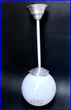 Lampe Suspension opaline blanche style art déco design 50's loft rétro vintage