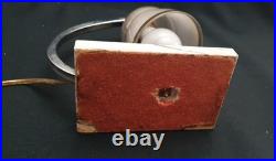 Lampe Veilleuse Art Deco Abat Jour Bombe Gris Et Blanc -support Marbre