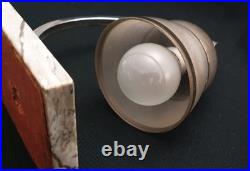 Lampe Veilleuse Art Deco Abat Jour Bombe Gris Et Blanc -support Marbre