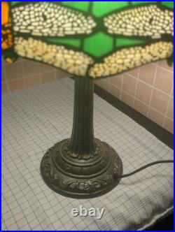 Lampe Verte Art Déco vitrail façon Tiffany