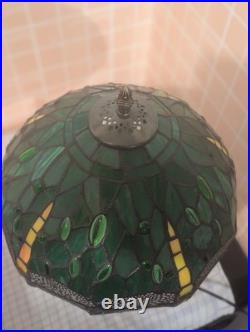 Lampe Verte Art Déco vitrail façon Tiffany