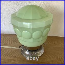 Lampe Vintage 1930 Globe Opaline Thabur Vert Art Deco