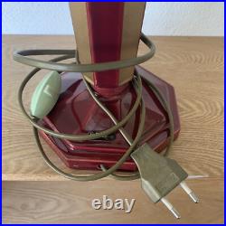Lampe Vintage Le Dauphin Céramique Bordeau Et Or Et Abat Jour Nacre Art Deco