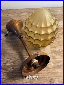Lampe à suspension Art Déco en verre et cuivre Longueur 45 diametre 24