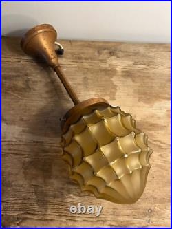 Lampe à suspension Art Déco en verre et cuivre Longueur 45 diametre 24