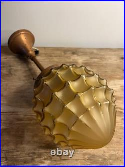 Lampe à suspension Art Déco en verre et cuivre Longueur 45 diametre 24
