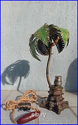 Lampe ancienne PALMIER PALM en bronze, hauteur = 30 cm