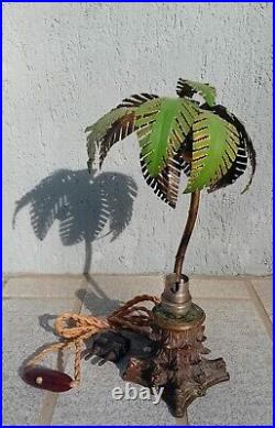 Lampe ancienne PALMIER PALM en bronze, hauteur = 30 cm