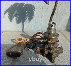 Lampe ancienne PALMIER PALM en bronze, hauteur = 30 cm