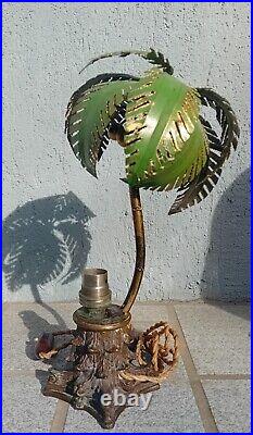 Lampe ancienne PALMIER PALM en bronze, hauteur = 30 cm