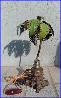 Lampe ancienne PALMIER PALM en bronze, hauteur = 30 cm