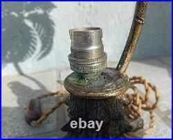 Lampe ancienne PALMIER PALM en bronze, hauteur = 30 cm