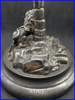 Lampe ancienne régule lion Art Nouveau vers 1900 pied animalier naturaliste déco