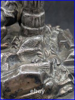 Lampe ancienne régule lion Art Nouveau vers 1900 pied animalier naturaliste déco