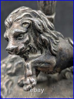 Lampe ancienne régule lion Art Nouveau vers 1900 pied animalier naturaliste déco