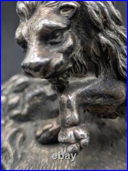 Lampe ancienne régule lion Art Nouveau vers 1900 pied animalier naturaliste déco