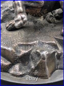 Lampe ancienne régule lion Art Nouveau vers 1900 pied animalier naturaliste déco