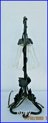 Lampe applique Art Deco fer forge tulipe verre Asteroid style Daum Majorelle