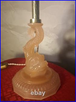 Lampe art deco1920 a 40 verre moulé rose tres belle tulipe 28x19 elec ok, envoi
