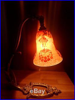 Lampe art deco 1920 schneider pate de verre pied bronze doré gallé muller