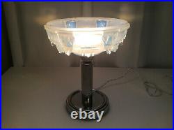 Lampe art déco 1930 1940 moderniste chrome coupelle Ezan opalescente
