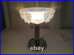 Lampe art déco 1930 1940 moderniste chrome coupelle Ezan opalescente