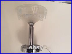 Lampe art déco 1930 1940 moderniste chrome coupelle Ezan opalescente