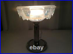 Lampe art déco 1930 1940 moderniste chrome coupelle Ezan opalescente