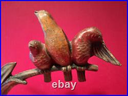 Lampe art deco 1930 groupe d'oiseaux bronze signé