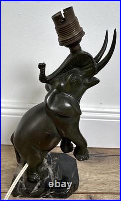 Lampe art deco Éléphant Régule Marbre Signé PERRINA