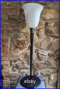 Lampe art déco MAZDA LITA en acier LAQUÉ NOIRE craquelé écaille en parfait état