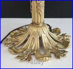 Lampe art déco art nouveau abat-jour en verre et perle (Bronze ou Laiton)