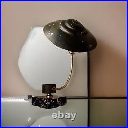 Lampe art deco champignon réflecteur Aluminium socle marbre laiton