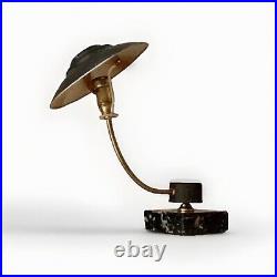 Lampe art deco champignon réflecteur Aluminium socle marbre laiton