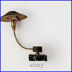 Lampe art deco champignon réflecteur Aluminium socle marbre laiton