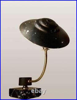 Lampe art deco champignon réflecteur Aluminium socle marbre laiton