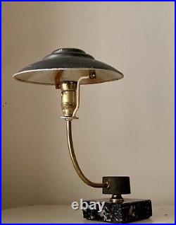 Lampe art deco champignon réflecteur Aluminium socle marbre laiton