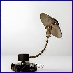 Lampe art deco champignon réflecteur Aluminium socle marbre laiton