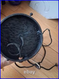 Lampe art deco fer forgé MULLER FRERES LUNEVILLE Tulipe en verre marmoréen
