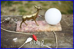 Lampe art déco, lampe à poser biche laiton sur marbre