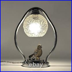 Lampe art deco métal verre vintage table lamp design années 20 30 -+