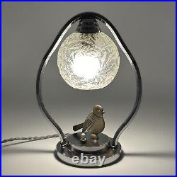 Lampe art deco métal verre vintage table lamp design années 20 30 -+
