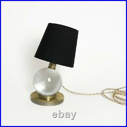Lampe art deco moderniste boule cristal bronze nickelé Jacques Adnet Baccarat