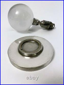 Lampe art deco moderniste boule cristal bronze nickelé Jacques Adnet Baccarat