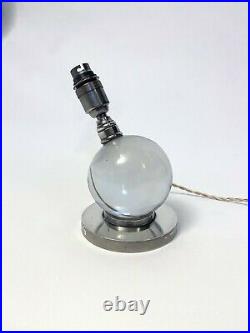 Lampe art deco moderniste boule cristal bronze nickelé Jacques Adnet Baccarat