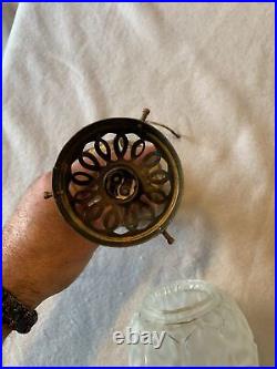 Lampe art déco obus en verre suspension plafonnier avec son support