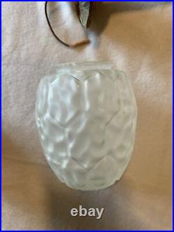 Lampe art déco obus en verre suspension plafonnier avec son support