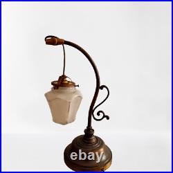 Lampe art deco potence réverbère romantique tuile rose vintage brevete S. G. D. G